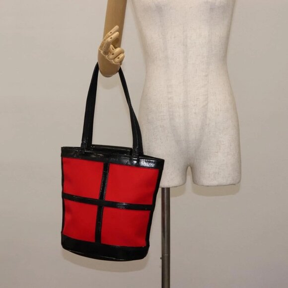 SAINT LAURENT Tote Bag Enamel nylon Red Silver - Picture 15 of 16